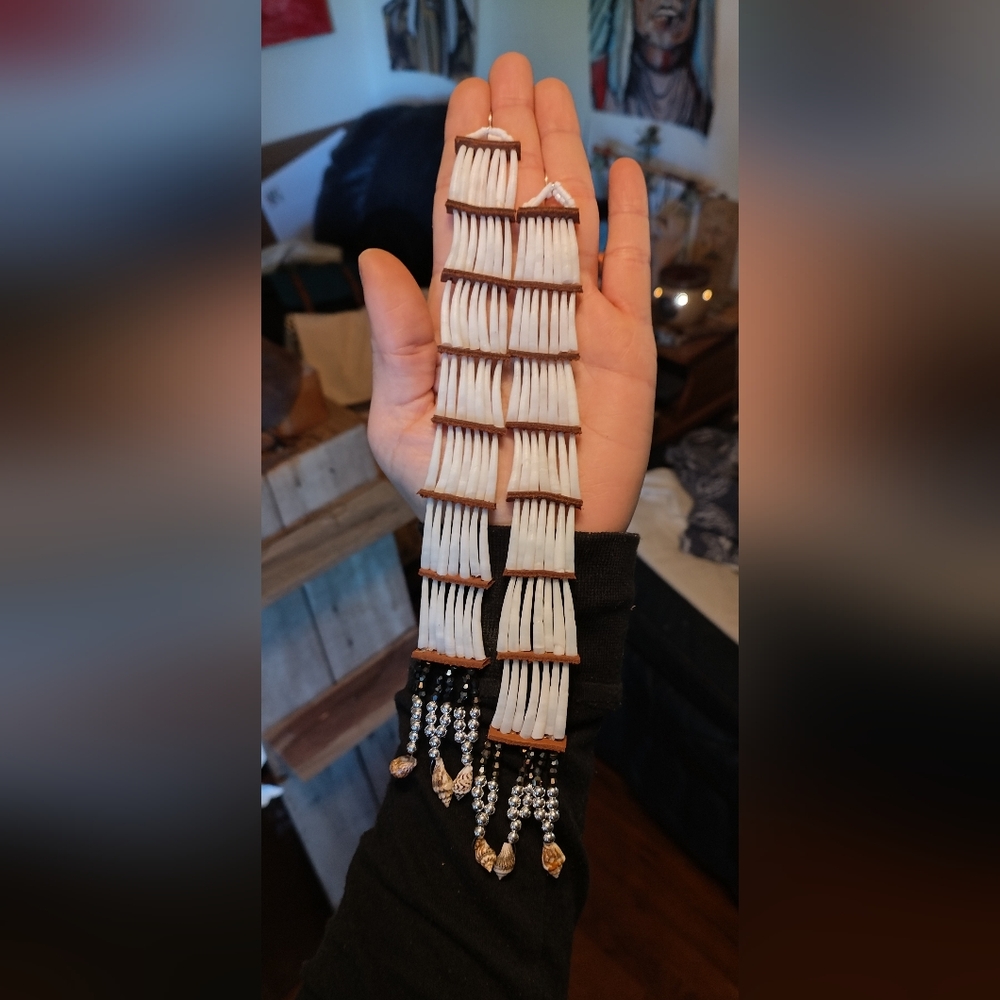 Native American Dentalium Shell Earrings* Native Made